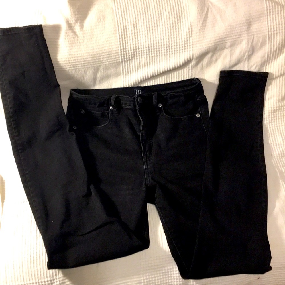 Gap super high rise true skinny black jeans